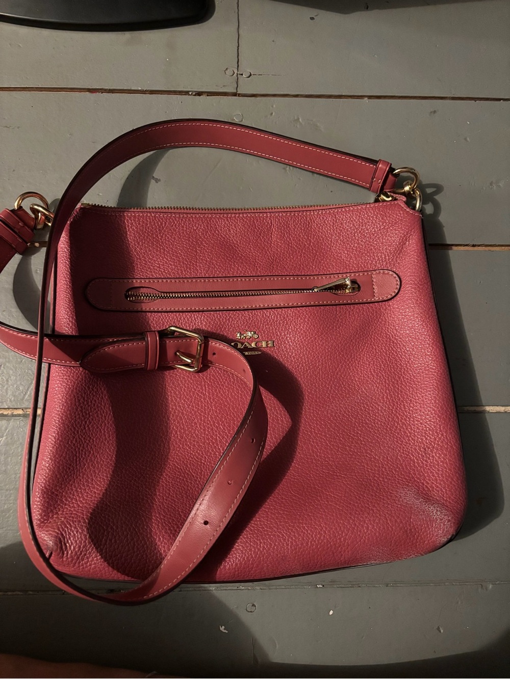 COACH Pebbled Leather Shoulder Bag in Rose